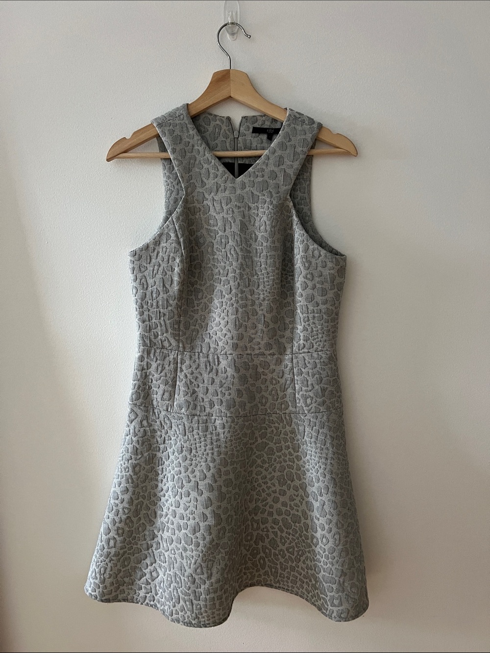 Tibi Textured Light Gray Sleeveless A-Line Mini Dress